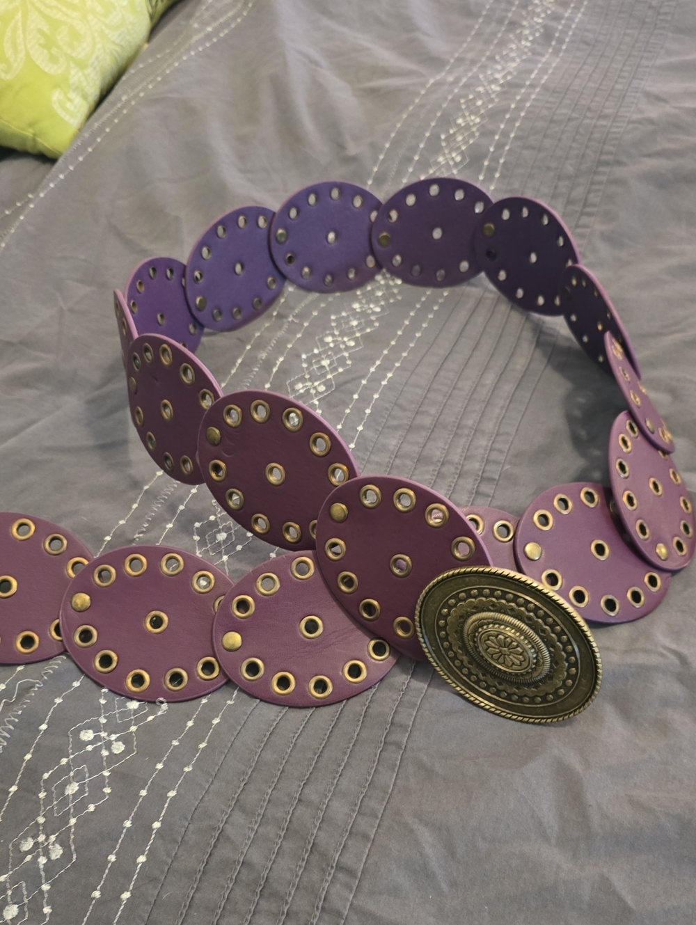 Purple Grommet Belt with Gold Buckle
